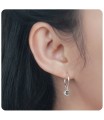 Grey Quartz Natural Stone Silver Hoop Earring HO-2476